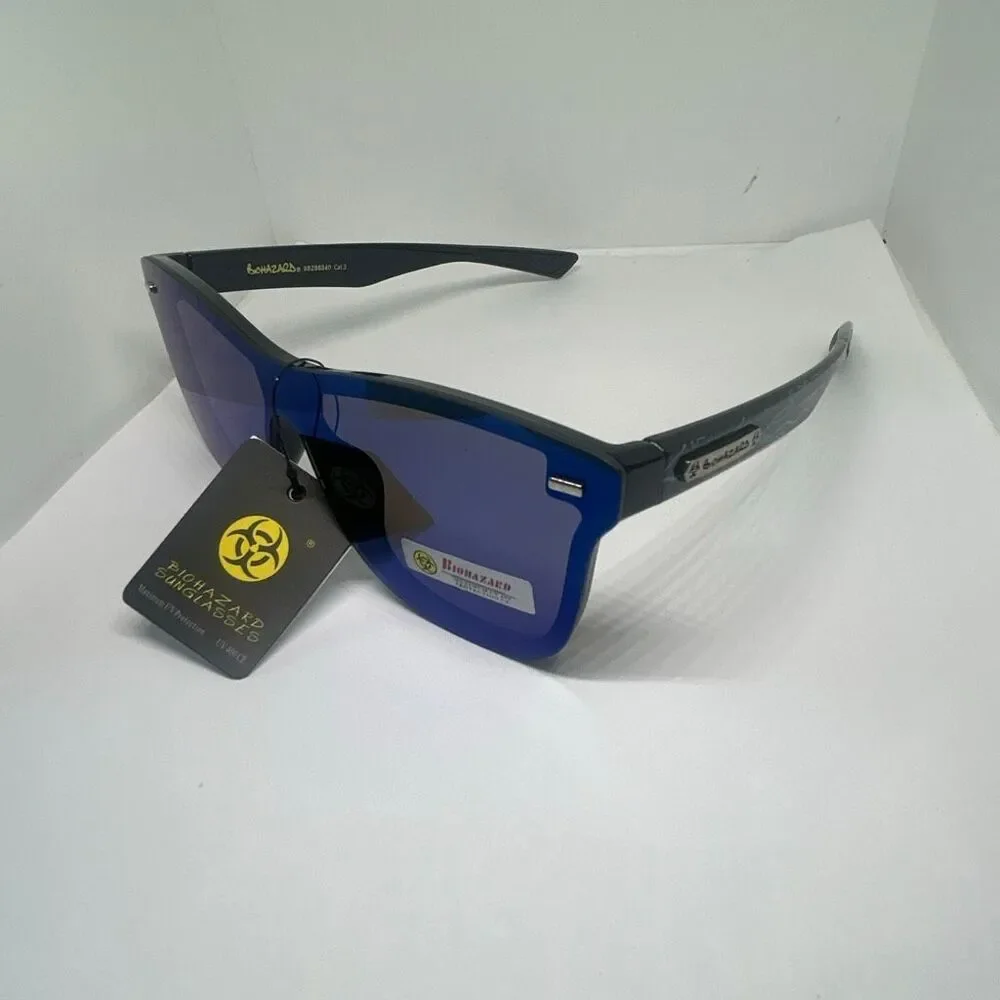 Biohazard Shield Sunglasses UV400 Mirrored Lens Wraparound Unisex